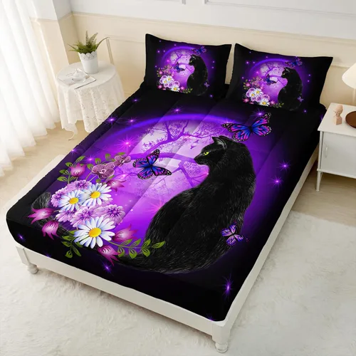 Vista 14 de Axolotl Protector de colchón de dibujos animados con 2 fundas de almohada, bonita funda de colchón color negro degradado, protector de colchón
