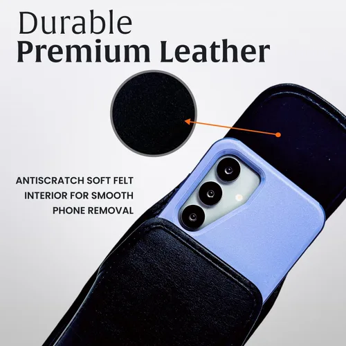 Vista 4 de Turtleback Funda de cuero de alta calidad para Samsung Galaxy S25-S20 – Soporte de cinturón de teléfono negro para viajes a prueba de golpes, fundas