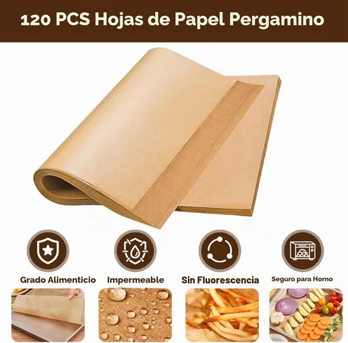 Vista 4 de Forros desechables para freidora de aire Emeril Lagasse 26 QT extra grande, 120 hojas de papel pergamino sin blanquear accesorios para horno