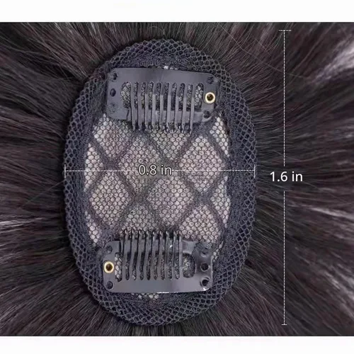 Vista 4 de Mini peluca francesa con flecos, clip recto en la parte superior de la frente, parte superior 3D, postizo de fibra sintética