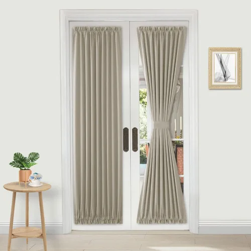 Vista 124 de DWCN Cortinas para Puertas Francesas – Cortinas opacas térmicas con bolsillo para barra para puertas con ventana de cristal, puertas de cocina
