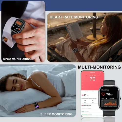 Vista 4 de Reloj inteligente para hombres y mujeres, reloj inteligente de 1.91 pulgadas con respuesta/hacer llamadas, rastreador de fitness con más de 100