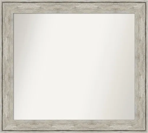 Vista 425 de Amanti Art Espejo de baño plateado para sobre el fregadero, 28 x 37 pulgadas, elegante espejo rectangular de peltre cepillado, marco de madera