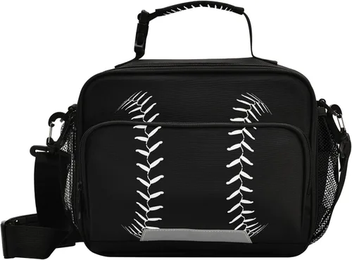 Vista 18 de Bolsa de almuerzo con aislamiento de béisbol Batter Hits The Ball reutilizable, hielera, bolsa de almuerzo, lonchera de preparación de comidas, kit