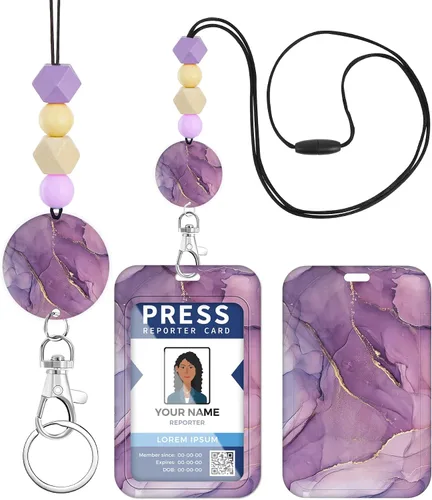 Vista 10 de Plifal Cordón para profesor para tarjeta de identificación, lindo diseño de leopardo y arco iris con cuentas para mujer, cordón para el cuello