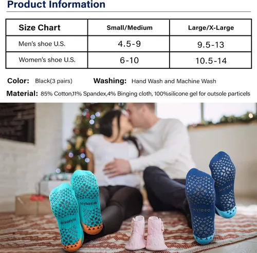 Vista 6 de Hylaea Calcetines antideslizantes unisex para yoga, hospitales, pilates y barre, al tobillo, acolchados
