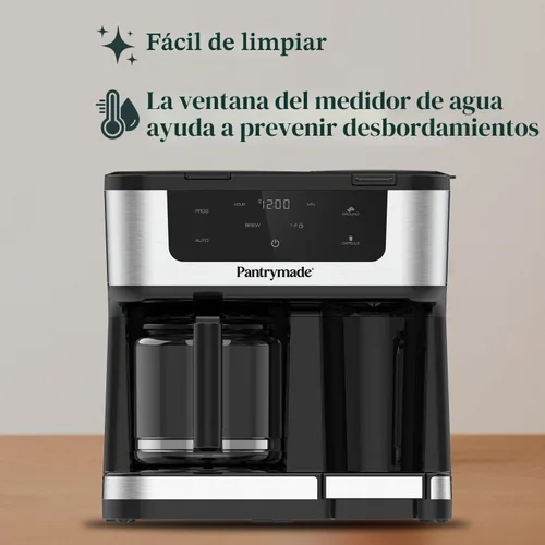 Vista 8 de Pantrymade Cafetera de doble preparación, jarra de vidrio de 12 tazas y combo K-Cup de una sola porción Cafetera con pantalla táctil programable