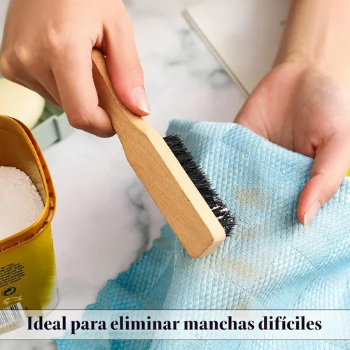 Vista 5 de 3 piezas de cepillo de manchas de lavandería cepillo de cerdas suaves muebles de terciopelo con mango de madera herramienta de manchas para limpieza