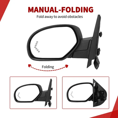 Vista 6 de YITAMOTOR Espejo retrovisor izquierdo para remolque con vidrio ajustado eléctricamente y calefactado, señal de giro LED con flecha, lámpara