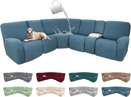 Vista 138 de Fundas de sofá reclinable seccional 100% impermeables para sofá reclinable en forma de L, funda de sofá modular de esquina en forma de L, fundas
