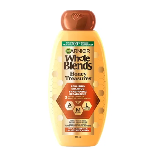 Vista 11 de Garnier Whole Blends Honey Treasures Champú reparador, para cabello seco y dañado, 3 onzas líquidas (tamaño de viaje), 1 unidad