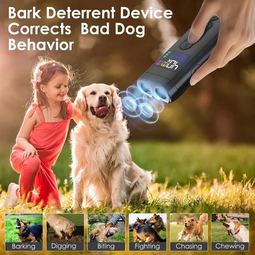 Vista 6 de Dispositivo disuasorio de ladridos de perro, rango de 65 pies, dispositivo ultrasónico de disuasión de ladridos 3X y entrenador ultrasónico
