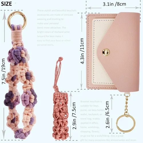 Vista 90 de BIHRTC Llavero de pulsera boho con soporte para lápiz labial, pulsera hecha a mano