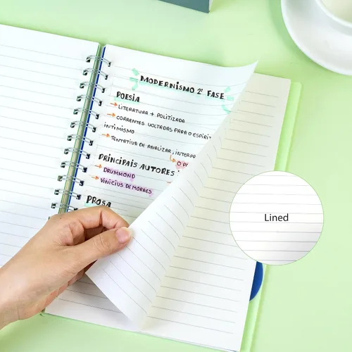 Vista 6 de Yoment Cuaderno de 5 materias con separadores de pestañas, cuaderno en espiral B5, 7 x 10 pulgadas, cuadernos rayados para trabajo de oficina