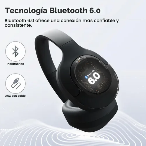 Vista 6 de Tribit QuietPlus 81 Wireless Over-Ear Headphones, 110H Playtime, Black