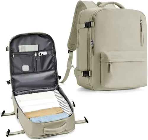 Vista 11 de WONHOX - Mochila grande, aprobada para vuelo, unisex, para viajes, trabajo, negocios o laptop, a1-Negro, Medium