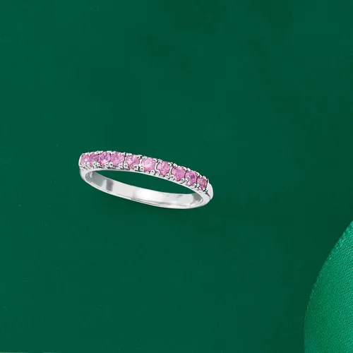 Vista 4 de Ross-Simons Anillo de zafiro rosa de 0.50 qt t en plata de ley