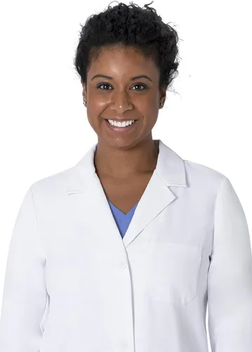 Vista 7 de Healing Hands Abrigo de laboratorio blanco de 6 bolsillos de longitud completa para mujer 5161 Faye Lab Coat The White Coat Minimalist Collection