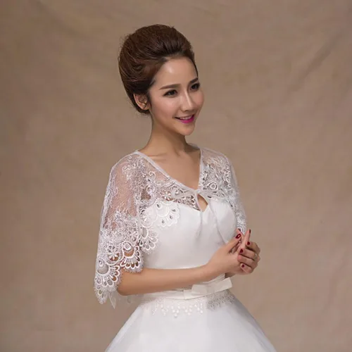 Vista 2 de Vivivalue Chales de encaje para boda, chales robados Boleros Capelet Rhinestone Novia