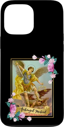 Vista 24 de Funda protectora para iPhone 17, diseño de ángel de la iglesia católica de San Miguel Arcángel