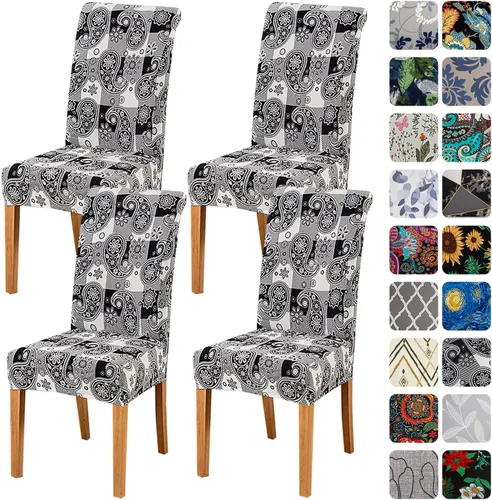 Vista 82 de HZDHCLH Juego de 4 fundas para sillas de comedor color burdeos, fundas elásticas de elastano para sillas Parsons, paquete de 4, fundas de asiento