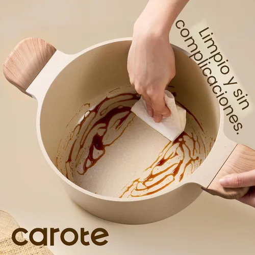 Vista 3 de CAROTE Olla de 5 cuartos de galón antiadherente con tapa, olla de sopa, olla de cerámica de 5 cuartos con tapa, avena de cerámica, olla de cocina