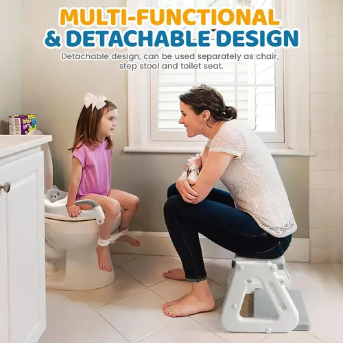 Vista 9 de Orzbow Potty Training Seat with Step Stool, Toddler Toilet Seat with Ladder Gris Blanco