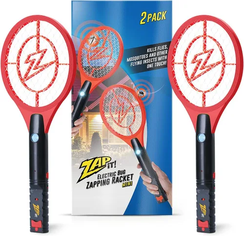 Vista 18 de Zap It Bug Zapper - Raqueta recargable mata mosquitos, mata moscas eléctrica, exterminador de mosquitos, 4,000 voltios, cable de carga USB, paquete