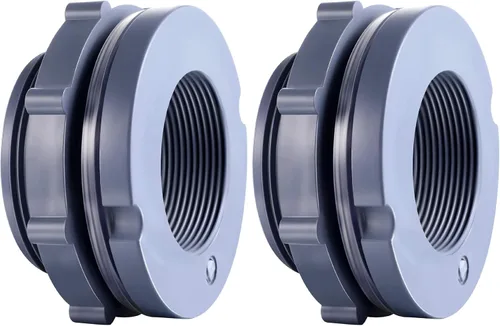 Vista 8 de Outus Conector de tanque de agua de montaje de mamparo de PVC de 2 pulgadas para barriles de lluvia, acuarios, estanques o tanques de agua