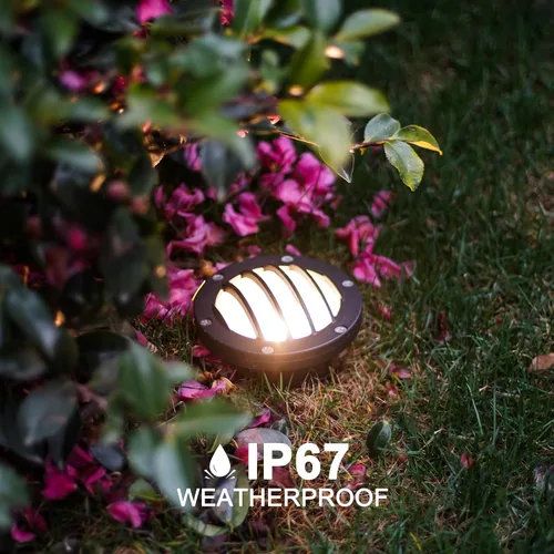 Vista 7 de GOODSMANN Luces de paisaje 1PK luces de pozo de bajo voltaje 4 vatios 200 lúmenes LED iluminación de paisaje 2800K metal blanco cálido luz en tierra