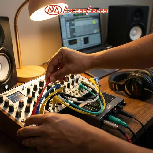 Vista 4 de AxcessAbles - Cables de conexión para guitarra TS de ángulo recto a ángulo recto de 1/4 pulgadas (3 pulgadas, paquete de 6) Cables de instrumentos