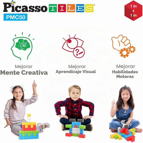 Vista 4 de PicassoTiles Cubo de Rompecabezas Magnético Pixel de 1" para Niños Mezcla y Combina con Libro de Ideas Gratuito Juguetes Sensoriales Aprendizaje