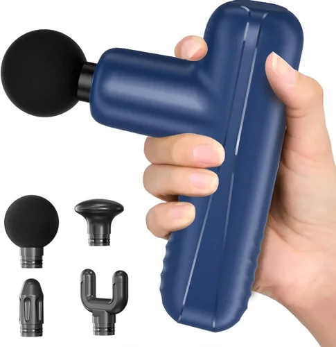 Vista 10 de Mini pistola de masaje, potente masajeador muscular de mano para relajación muscular, percusión de tejido profundo, pequeña pistola de masaje Negro