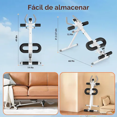 Vista 2 de Entrenador de abdominales ajustable multifuncional, máquina de abdominales para entrenamiento de estómago, equipo de ejercicio 5 en 1: máquina