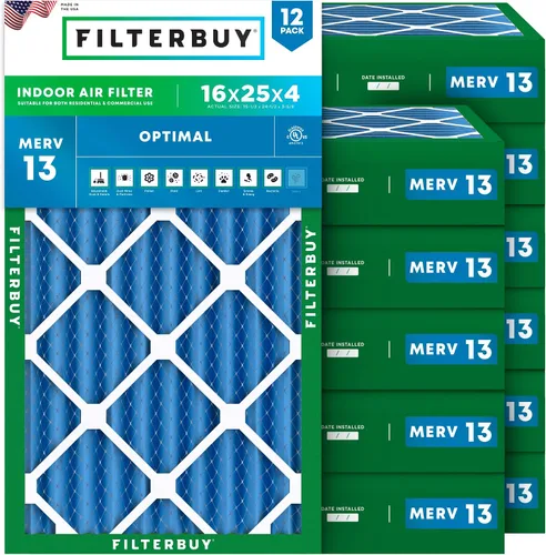 Vista 23 de Filterbuy Filtro de aire de 8 x 14 x 1 pulgadas MERV 13 de defensa óptima (paquete de 12), filtros de aire de repuesto plisados HVAC para calderas