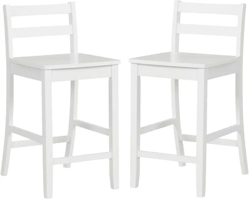 Vista 7 de ERGOMASTER Juego de 2 taburetes de bar de isla de cocina de 24 pulgadas de altura con reposapiés, taburetes de madera de goma de capacidad de 400