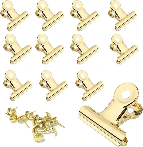 Vista 21 de Pinzas Bulldog con agujero para pasador, clips de archivo de papel con resorte fuerte, clips de metal pequeños, abrazaderas de sellado para bolsas