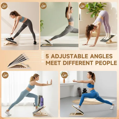 Vista 3 de Tabla inclinada para estiramiento de pantorrillas – Tabla inclinada ajustable de 5 niveles para fascitis plantar y alivio del tendón de Aquiles