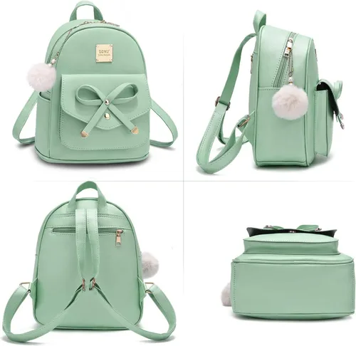 Vista 29 de ZGWJ Mini mochila de cuero con moño, mochila pequeña, linda mochila casual de viaje para niñas y mujeres, M, Mochilas tipo mochila