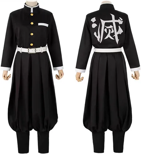 Vista 3 de Rengoku - Disfraz de cosplay Rengoku, uniforme de anime, kimono completo con peluca