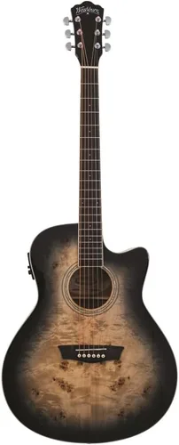 Vista 6 de Washburn Deep Forest Burl ACE - Guitarra eléctrica acústica, color ámbar (DFBACEA)