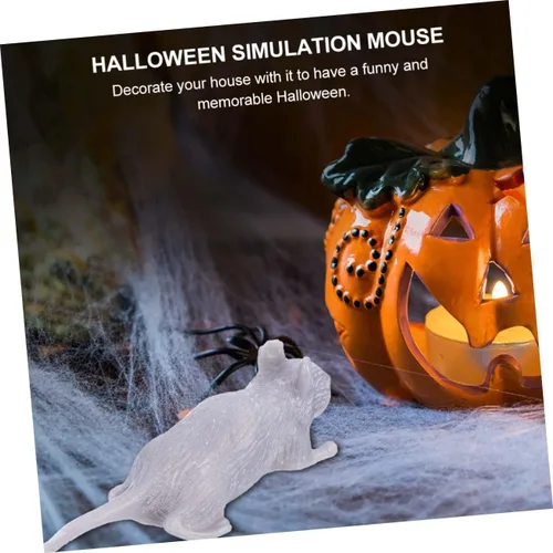 Vista 7 de KICHOUSE 10pcs Halloween Simulation Mouse Prank Lightweight Reusable Plastic Fake Mice for Party Decoration and Haunted House Props Realistic Gray