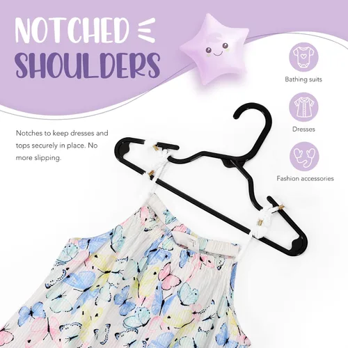 Vista 4 de HOUSE DAY Perchas de plástico para bebé, paquete de 20, perchas de plástico duradero para ropa de bebé, perchas delgadas y compactas para niños