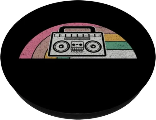 Vista 2 de Vintage Retro Ghetto Blaster 80's 90's Hip Hip Rap Music PopSockets Adhesivo PopGrip