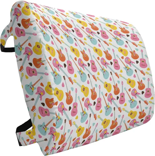Vista 59 de Ambesonne Almohada de viaje para pizza, con patrón dibujado a mano, menú de pizzería, comida rápida, deliciosa comida gourmet, accesorio de viaje