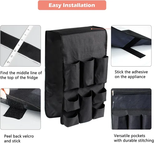Vista 4 de Over The Fridge Organizer Storage – Organizador de mini refrigerador mejorado 2023 – Esenciales de habitación universitaria para estudiantes