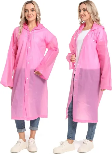 Vista 70 de 2 abrigos de lluvia de Borogo para adultos, chaquetas de lluvia reutilizables para hombres y mujeres