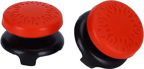 Vista 8 de ASHATA 2 unids Thumbstick para textura 3D Pulgar Grip Stick Joystick Thumbstick para PS 5 Controller Rojo