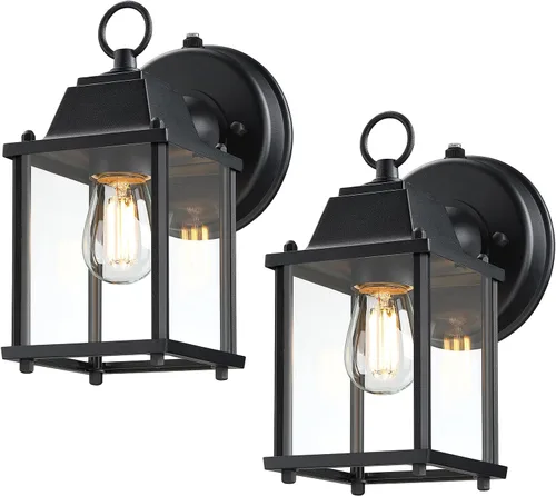 Vista 12 de LIT-PaTH Farol de pared para exteriores, aplique de pared como accesorio de iluminación de porche, base E26, carcasa de aluminio más vidrio Blanco