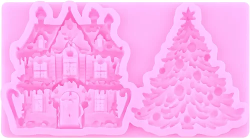 Vista 4 de Mujiang Moldes de silicona de muñeco de nieve de Navidad, molde 3D para castillo de Navidad, moldes de chimenea para decoración de pasteles